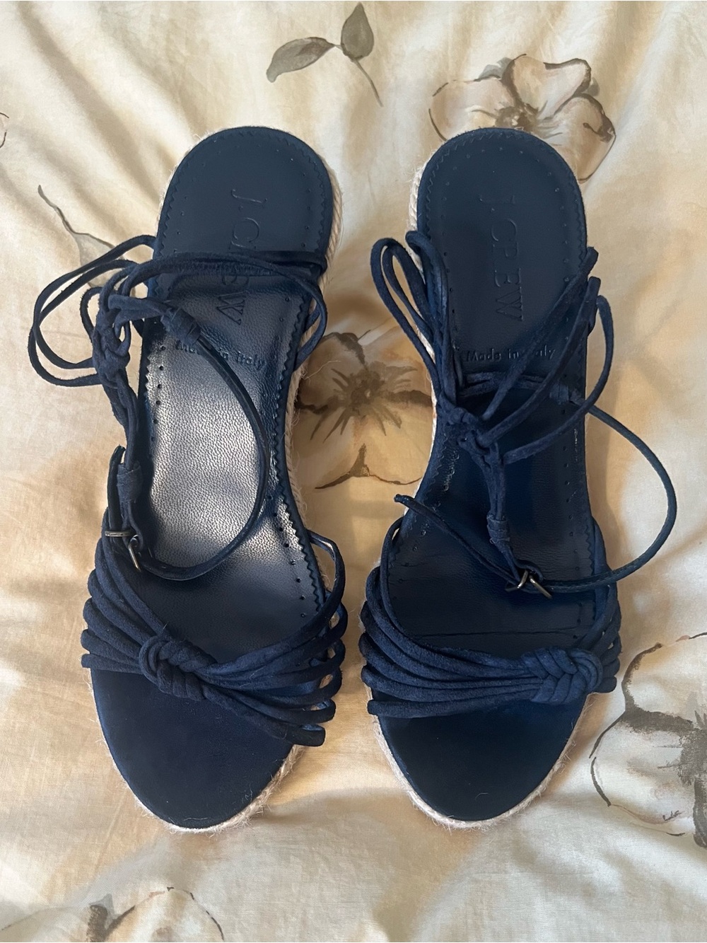 J. Crew Navy Lace-Up Espadrille Sandals